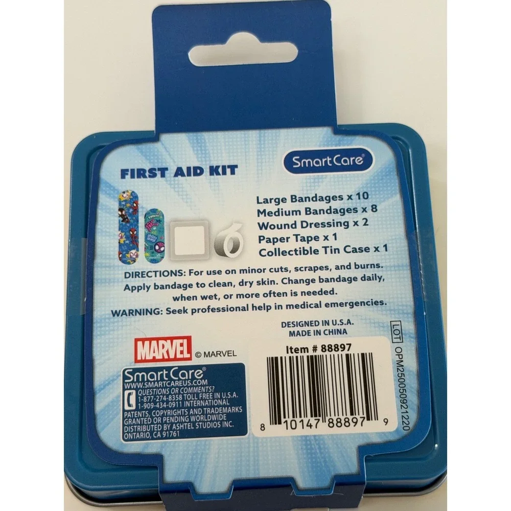 Marvel Spidey and His Amazing Friends 21pc First Aid Kit Tin Smart Care 88897‎